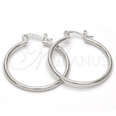 Oro Laminado Blanco aretes de aro — Medium Hoop pulido 5. por Mayoreo, vista principal del producto