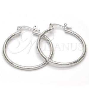 White Gold Filled Hoop Earrings — Medium Hoop Polished 5. — main product view — SKU 109541 | Oro Laminado Blanco aretes de aro — Medium Hoop pulido 5. — SKU 109541