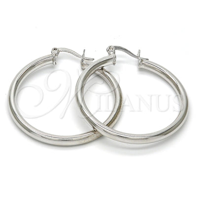 White Gold Filled Hoop Earrings — Medium Hoop Hollow Design Polished 5. for wholesale, main product view