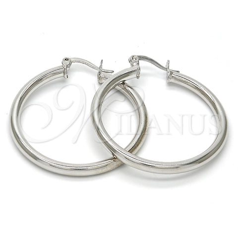 Rhodium Gold Filled Medium Hoop, Hollow Design, Polished, Rhodium Finish, 5.134.024.1.30