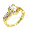 Oro Laminado Multi Stone Ring, Gold Filled Style with White Cubic Zirconia and White Crystal, Polished, Golden Finish, 01.99.0065.09 (Size 9)