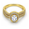 Oro Laminado Multi Stone Ring, Gold Filled Style with White Cubic Zirconia and White Crystal, Polished, Golden Finish, 01.99.0065.09 (Size 9)