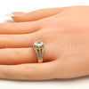 Oro Laminado Multi Stone Ring, Gold Filled Style with White Cubic Zirconia and White Crystal, Polished, Golden for wholesale, additional product view 2