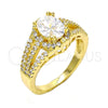 Oro Laminado Multi Stone Ring, Gold Filled Style with White Cubic Zirconia and White Crystal, Polished, Golden for wholesale, additional product view 5