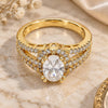 Oro Laminado Multi Stone Ring, Gold Filled Style with White Cubic Zirconia and White Crystal, Polished, Golden Finish, 01.99.0070.09 (Size 9)