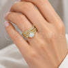 Oro Laminado Wedding Ring, Gold Filled Style Duo Design, with White Cubic Zirconia, Polished, Golden Finish, 01.99.0075.07 (Size 7)