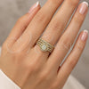 Oro Laminado Wedding Ring, Gold Filled Style Duo Design, with White Cubic Zirconia, Polished, Golden Finish, 01.99.0076.08 (Size 8)