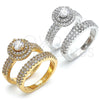 Oro Laminado Wedding Ring, Gold Filled Style Duo Design, with White Cubic Zirconia, Polished, Golden Finish, 01.99.0076.08 (Size 8)