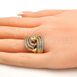 Gold Filled Ring — Wedding Ring Duo Design with White Cubic Zirconia — main product view — SKU 109609 | Oro Laminado anillo — Wedding Ring Duo diseño with blanco Cubic Zirconia — SKU 109609