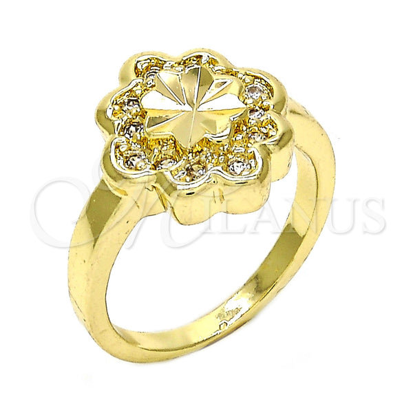 Gold Filled Ring — Multi Stone Ring Flower Design with White Micro — alternate product view — SKU 109638 | Oro Laminado anillo — Multi Stone Ring flor diseño with blanco Micro — SKU 109638