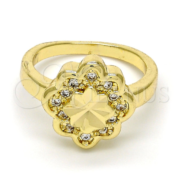 Gold Filled Ring — Multi Stone Ring Flower Design with White Micro — main product view — SKU 109638 | Oro Laminado anillo — Multi Stone Ring flor diseño with blanco Micro — SKU 109638