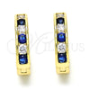 Oro Laminado Huggie Hoop, Gold Filled Style with Sapphire Blue and White Cubic Zirconia, Polished, Golden Finish, 02.99.0029.2.20