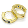 Oro Laminado Huggie Hoop, Gold Filled Style with Sapphire Blue and White Cubic Zirconia, Polished, Golden Finish, 02.99.0029.2.20