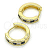 Oro Laminado Huggie Hoop, Gold Filled Style with Sapphire Blue and White Cubic Zirconia, Polished, Golden Finish, 02.99.0029.2.20