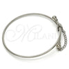 Stainless Steel Individual Bangle, Love Design, with White Crystal, Polished, Steel Finish, 07.258.0001.05 (02 MM Thickness, Size 5 (2.50 Diameter))