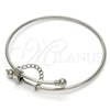 Stainless Steel Individual Bangle, Love Design, with White Crystal, Polished, Steel Finish, 07.258.0001.05 (02 MM Thickness, Size 5 (2.50 Diameter))