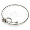 Stainless Steel Individual Bangle, Love Design, with White Crystal, Polished, Steel Finish, 07.258.0001.05 (02 MM Thickness, Size 5 (2.50 Diameter))