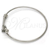Stainless Steel Individual Bangle, Love Design, with White Crystal, Polished, Steel Finish, 07.258.0001.05 (02 MM Thickness, Size 5 (2.50 Diameter))