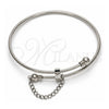 Stainless Steel Individual Bangle, Love Design, with White Crystal, Polished, Steel Finish, 07.258.0001.05 (02 MM Thickness, Size 5 (2.50 Diameter))