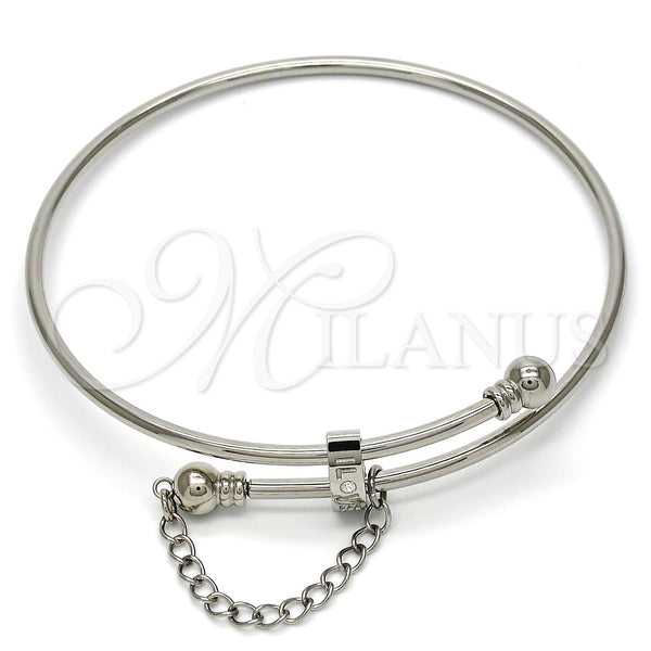 Stainless Steel Jewelry — Individual Bangle Love Design with White Crystal Polished — main product view — SKU 109653 | Acero Inoxidable joyería — Individual Bangle Love diseño with cristal blanco pulido — SKU 109653