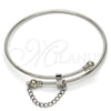 Stainless Steel Individual Bangle, Love Design, with White Crystal, Polished, Steel Finish, 07.258.0001.05 (02 MM Thickness, Size 5 (2.50 Diameter))