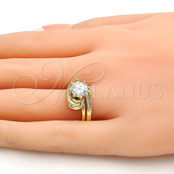 Gold Filled Ring — Wedding Ring Duo Design with White Cubic Zirconia — alternate product view — SKU 109654 | Oro Laminado anillo — Wedding Ring Duo diseño with blanco Cubic Zirconia — SKU 109654