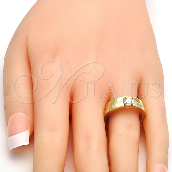Gold Filled Ring — Wedding Ring Greek Key and Duo Design with — alternate product view — SKU 109655 | Oro Laminado anillo — Wedding Ring Greek Key and Duo diseño with — SKU 109655