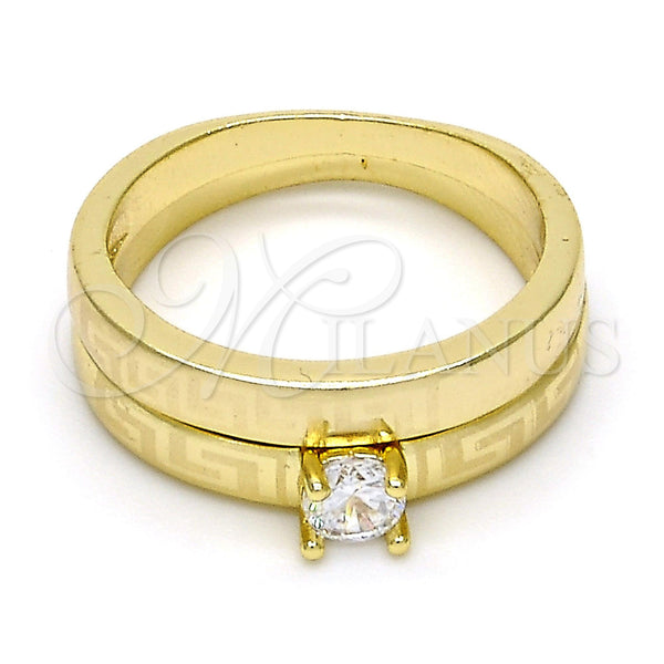 Gold Filled Ring — Wedding Ring Greek Key and Duo Design with — main product view — SKU 109655 | Oro Laminado anillo — Wedding Ring Greek Key and Duo diseño with — SKU 109655