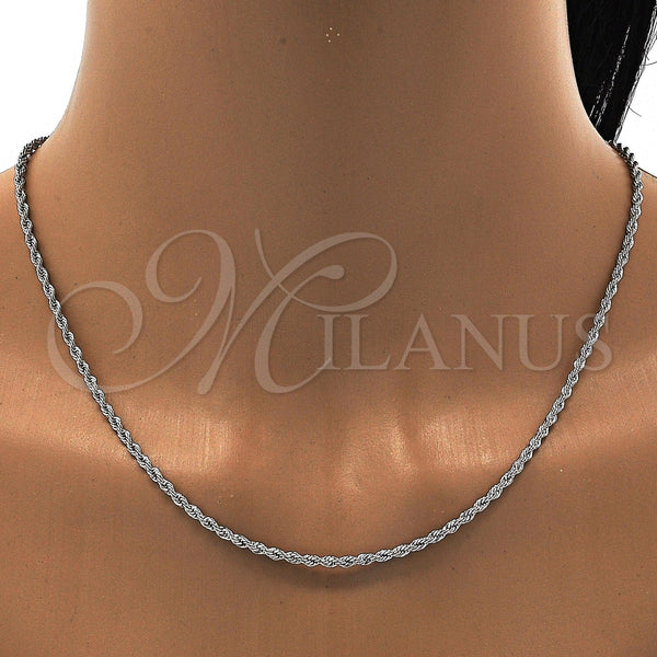 White Gold Filled Necklace — Basic Necklace Rope Design Polished 04.64. 01 MM — alternate product view — SKU 109732 | Oro Laminado Blanco collar — básico Necklace Rope diseño pulido 04.64. 01 MM — SKU 109732