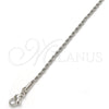 Rhodium Plated Basic Necklace, Rope Design, Polished, Rhodium Finish, 04.64.0001.1.22 (01 MM Thickness, 22 Inches Length)