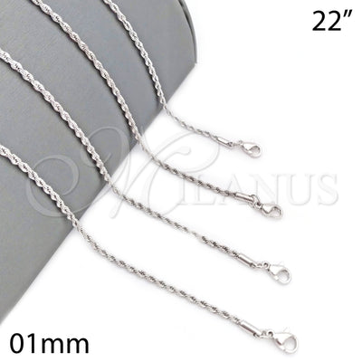 Rhodium Gold-Filled Rope Necklace 04.64.0001.1.22 — main product image — SKU 109732 | Collar de Oro Laminado con Rodio 04.64.0001.1.22 — imagen principal del producto — SKU 109732