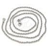 Rhodium Plated Basic Necklace, Rope Design, Polished, Rhodium Finish, 04.64.0001.1.26 (01 MM Thickness, 26 Inches Length)