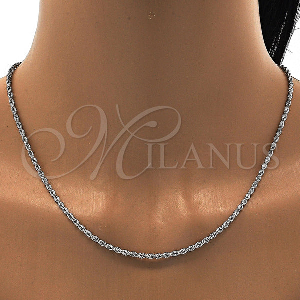 White Gold Filled Necklace — Basic Necklace Rope Design Polished 04.64. 01 MM — alternate product view — SKU 109735 | Oro Laminado Blanco collar — básico Necklace Rope diseño pulido 04.64. 01 MM — SKU 109735