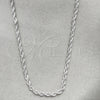 Rhodium Plated Basic Necklace, Rope Design, Polished, Rhodium Finish, 04.64.0001.1.28 (01 MM Thickness, 28 Inches Length)