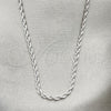 Rhodium Plated Basic Necklace, Rope Design, Polished, Rhodium Finish, 5.222.036.1.18 (02 MM Thickness, 18 Inches Length)