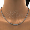 Rhodium Plated Basic Necklace, Rope Design, Polished, Rhodium Finish, 5.222.036.1.20 (02 MM Thickness, 20 Inches Length)