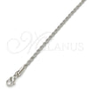 Rhodium Plated Basic Necklace, Rope Design, Polished, Rhodium Finish, 5.222.036.1.20 (02 MM Thickness, 20 Inches Length)
