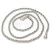 Rhodium Plated Basic Necklace, Rope Design, Polished, Rhodium Finish, 5.222.036.1.20 (02 MM Thickness, 20 Inches Length)