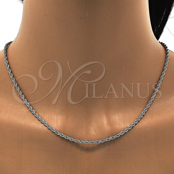 White Gold Filled Necklace — Basic Necklace Rope Design Polished 5. 02 MM — alternate product view — SKU 109740 | Oro Laminado Blanco collar — básico Necklace Rope diseño pulido 5. 02 MM — SKU 109740