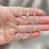 Rhodium Gold Filled Basic Necklace, Rope Design, Polished, Rhodium Finish, 5.222.036.1.24 (02 MM Thickness, 24 Inches Length)