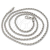 Rhodium Gold Filled Basic Necklace, Rope Design, Polished, Rhodium Finish, 5.222.036.1.24 (02 MM Thickness, 24 Inches Length)
