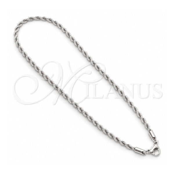 Rhodium Gold Filled Basic Necklace, Rope Design, Polished, Rhodium Finish, 5.222.036.1.24 (02 MM Thickness, 24 Inches Length)