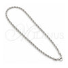Rhodium Gold Filled Basic Necklace, Rope Design, Polished, Rhodium Finish, 5.222.036.1.24 (02 MM Thickness, 24 Inches Length)