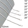 Rhodium Plated Basic Necklace, Rope Design, Polished, Rhodium Finish, 5.222.036.1.26 (02 MM Thickness, 26 Inches Length)