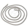 Rhodium Plated Basic Necklace, Rope Design, Polished, Rhodium Finish, 5.222.036.1.28 (02 MM Thickness, 28 Inches Length)
