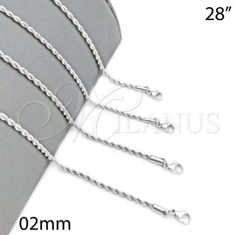 Rhodium Gold Filled Basic Necklace, Rope Design, Polished, Rhodium Finish, 5.222.036.1.28 (02 MM Thickness, 28 Inches Length)