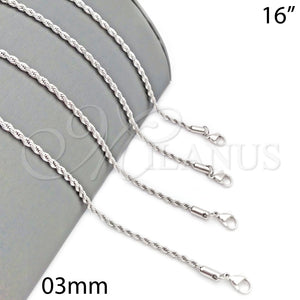 White Gold Filled Necklace — Basic Necklace Rope Design Polished 5. 03 MM — main product view — SKU 109743 | Oro Laminado Blanco collar — básico Necklace Rope diseño pulido 5. 03 MM — SKU 109743