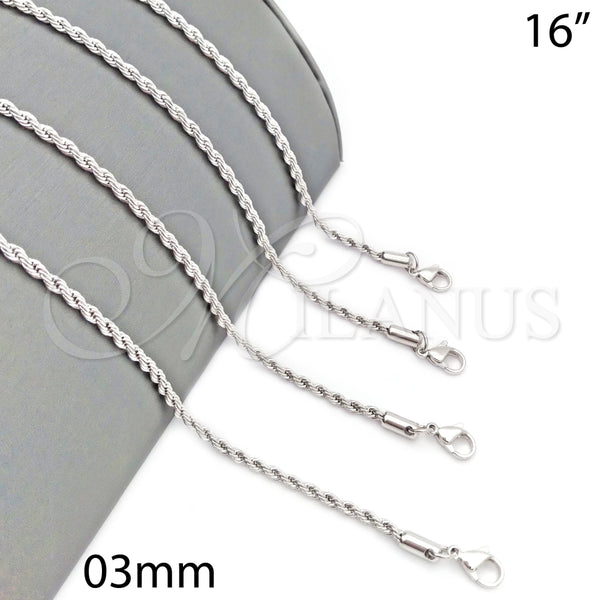 White Gold Filled Necklace — Basic Necklace Rope Design Polished 5. 03 MM — main product view — SKU 109743 | Oro Laminado Blanco collar — básico Necklace Rope diseño pulido 5. 03 MM — SKU 109743