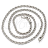 Rhodium Plated Basic Necklace, Rope Design, Polished, Rhodium Finish, 5.222.035.1.18 (03 MM Thickness, 18 Inches Length)