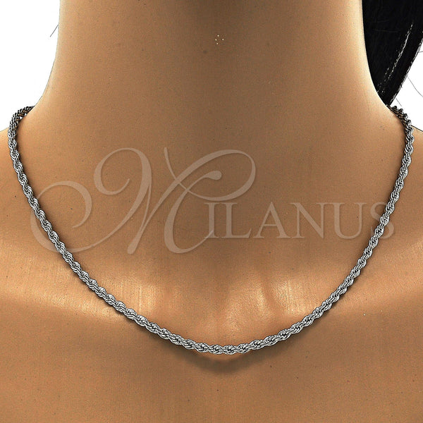 White Gold Filled Necklace — Basic Necklace Rope Design Polished 5. 03 MM — alternate product view — SKU 109746 | Oro Laminado Blanco collar — básico Necklace Rope diseño pulido 5. 03 MM — SKU 109746
